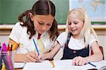 Pupils working together in a classroom