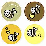 Vector set of happy bee characters.