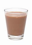 Glass with chocolate milk, over white, with clipping path