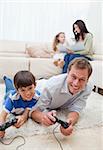 Young family enjoys spending their spare time together