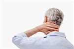 Man having a neck pain against a white background