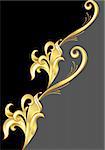 An abstract gold pattern.  Illustration on black background for design