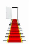 Red carpet on white stairs  isolated on white (with work path)