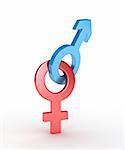 Illustration of symbols of a different gender on a white background