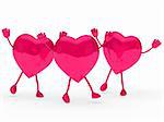 glossy pink valentine hearts wave and jump