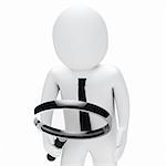 Businessman hold and look chrome magnifying glass