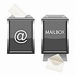 Glossy mailbox with envelope, vector illustration, eps10, 3 layers, and BONUS: isolated envelopes with shadows on unvisible layer!