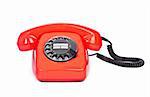 red bakelite phone on white background