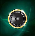 speaker on green neon background. vector illustration