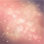 Valentines day abstract nature background with  bokeh lights and hearts