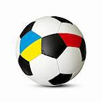 Soccer ball, Euro 2012 concept, ball with Ukraine and Poland flags, isolated on white background