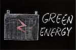 Green energy symbol drawn with chalk on a blackboard
