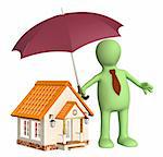 Man Holding Umbrella Over House