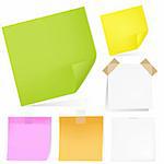 Color Notes Paper Set, Isolated On White Background, Vector Illustration