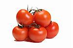 seven ripe tomatoes on white background