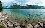 Beautiful summer Alpine  lake Grundlsee panorama (Austria).  Three shots composite picture.