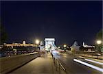 Hungarian landmark, Budapest Chain Bridge night view. Long exposure shot and all peoples unrecognized