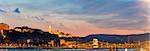 Budapest night view. Long exposure. Hungarian landmarks, Chain Bridge and Royal Palace.  Two shots stitch image.