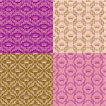 Set of 4 seamless damask pattern. Each seamless pattern is grouped on a separate layer.