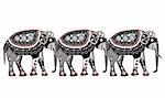 pattern of elephants in the ethnic style with a white background