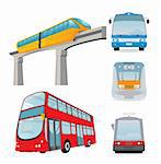 Town passenger transport. Set. Vector illustration