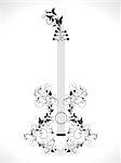 abstract ornamental floral based guitar vector illustration