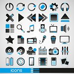 Set of icons for audio and Internet