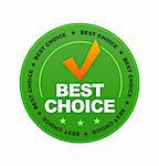 Green Best Choice Button on white background.