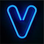 Highly detailed neon sign with the letter V