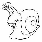 Snail - Black and White Cartoon illustration, Vector
