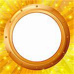 Abstract background, gold round frame - porthole on wall, vector eps10, contains transparencies
