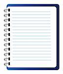 Vector blue notepad isolated over white background