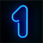 Highly detailed neon sign with the number one