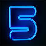 Highly detailed neon sign with the number five