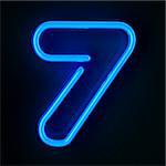 Highly detailed neon sign with the number seven