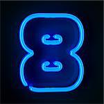 Highly detailed neon sign with the number eight