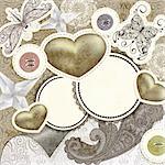 vector vintage scrap template design with hearts, for valentine's day, clipping mask, elements can be used separately