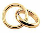 Two 3d gold wedding ring. Objects isolated over white