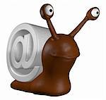 funny slug with email alias - 3d cartoon illustration