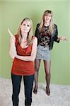 Mom angry with annoyed daughter's provocative clothing