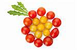 Multicolored cherry tomatoes isolated on white background