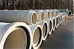 concrete drainage pipes on a newly built industrial area