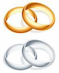Golden and silver wedding rings.