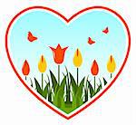 vector tulips in heart on white background, Adobe Illustrator 8 format