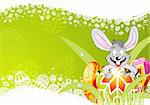 Easter Frame with Ornament Eggs, Rabbit and grass, element for design, vector illustration