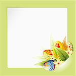 Easter Frame with Sheet of white paper for your text or photos, mounted in pocket, vector template