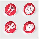 Collect Sticker with Cupid, Heart, Gift, Glass, Mounted in Pockets, for Valentine's Day