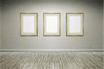 A grunge wall with golden frames for your content