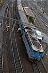 Train in movement at the Railroad station