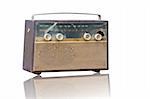 isolated Vintage fashioned radio on white background